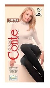 Колготки  Conte Cotton, 150 den, размер 4, черный