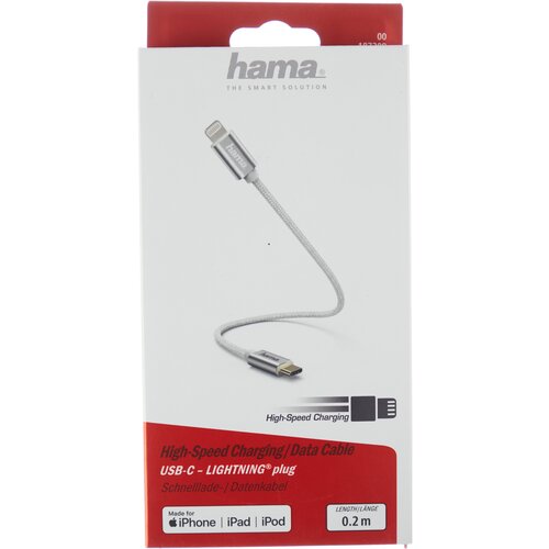 Кабель Hama 00187209 USB Type-C (m)-Lightning (m) 0.2 м, белый кабель hama 00187209 usb type c m lightning m 0 2 м белый