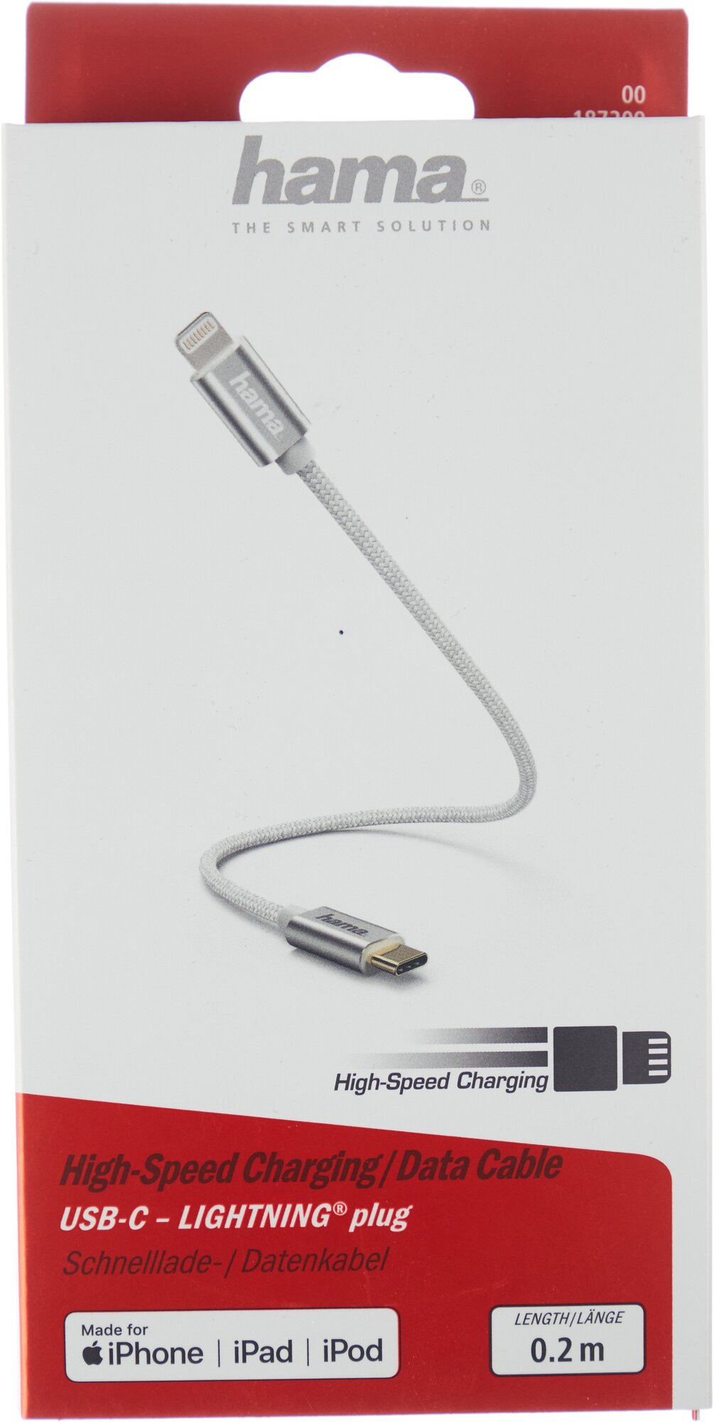 Кабель HAMA USB Type-C (m), Lightning (m), 0.2м, MFI, белый [00187209] - фото №1