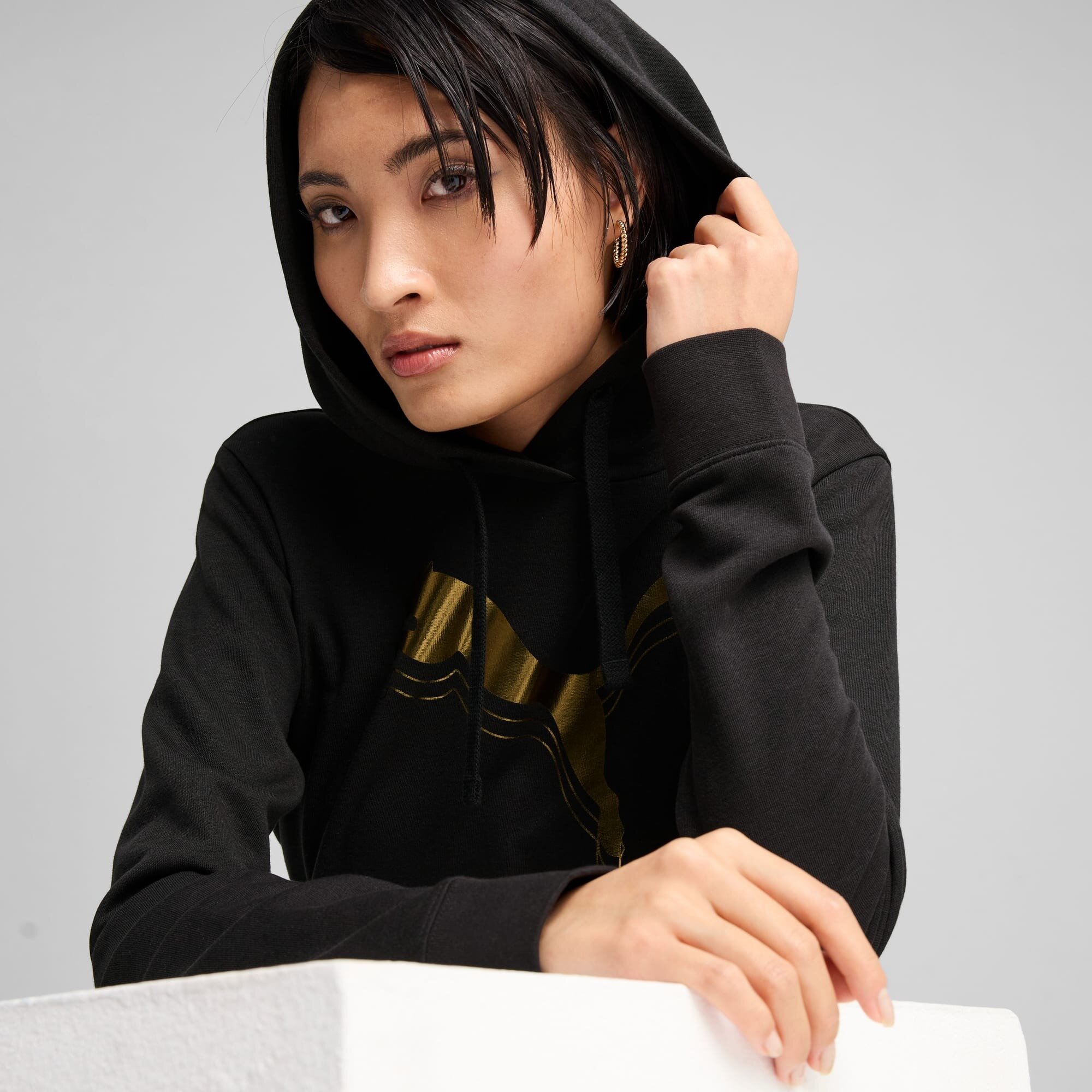 Худи PUMA ESS METALLIC, размер M, , черный — фото 1