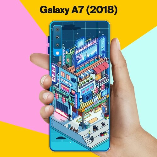 Силиконовый чехол на Samsung Galaxy A7 (2018) 8bit / для Самсунг Галакси А7 2018 пластиковый чехол розовый закат в горах на samsung galaxy a7 2018 самсунг галакси а7 2018