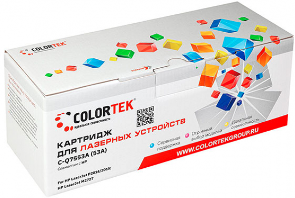 Q7553A Colortek cовместимый черный тонер-картридж для HP LaserJet MFP M2727/ P2010/ P2012/ P2014/ P2