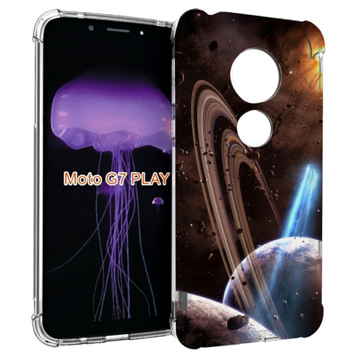 Чехол MyPads сатурн в космосе для Motorola Moto G7 Play задняя-панель-накладка-бампер
