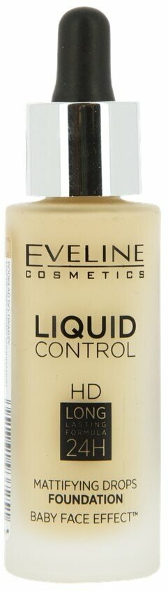 Крем тональный для лица `EVELINE` LIQUID CONTROL тон 20 жидкий