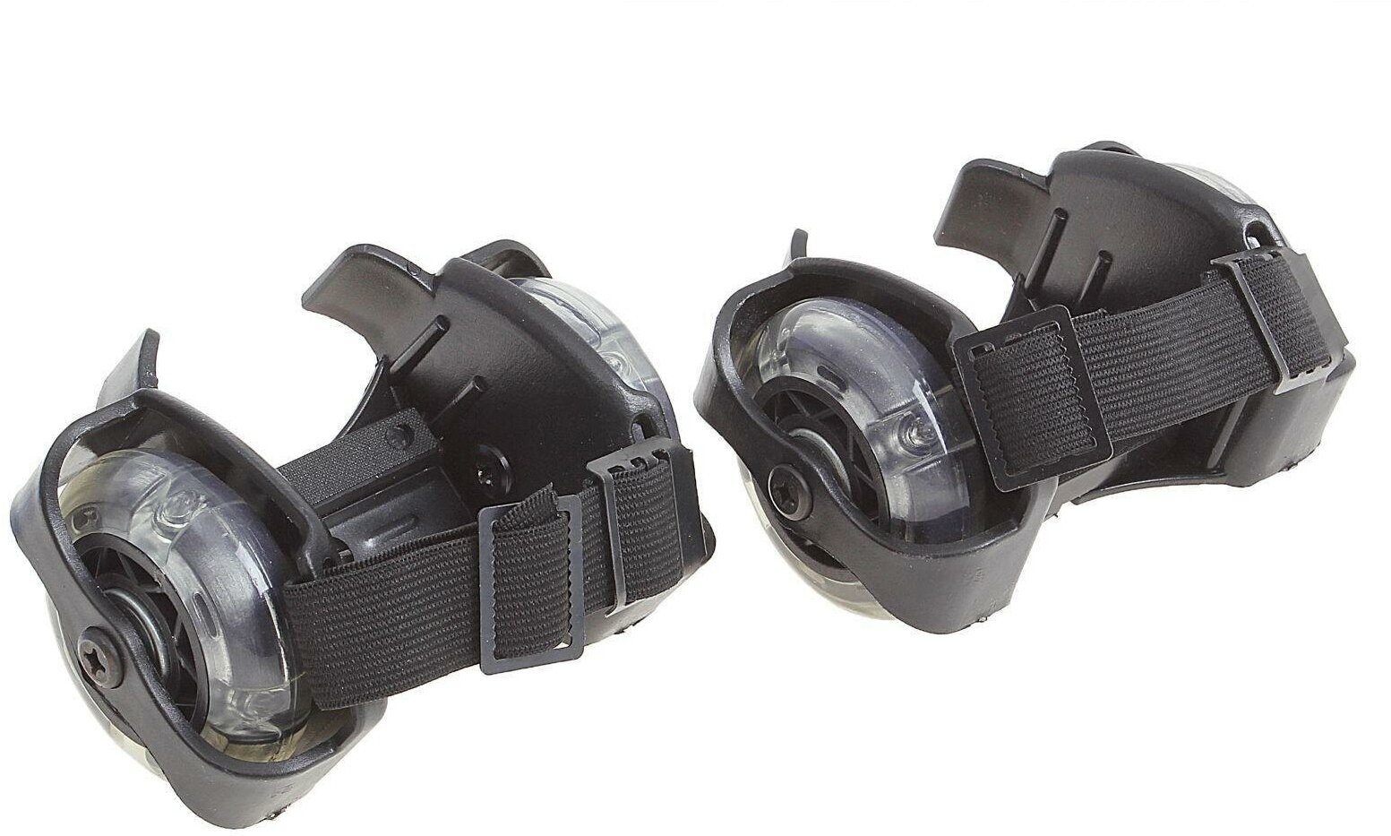 Ролики раздвижные для обуви, мини, светящиеся колеса, РVC, d=70 мм, до 70 кг, ширина 6-10 см, цвет чёрный
