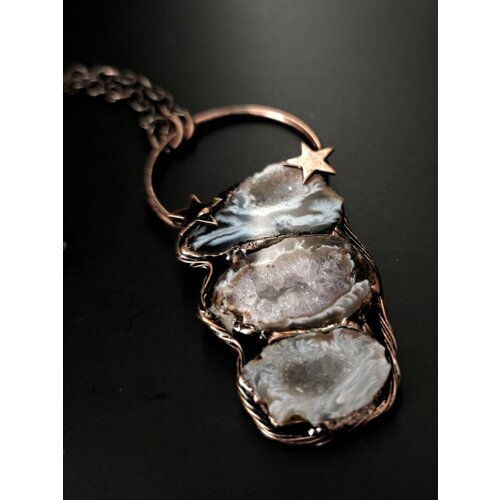 фото Кулон подвеска агат на цепи жеода myartofstones