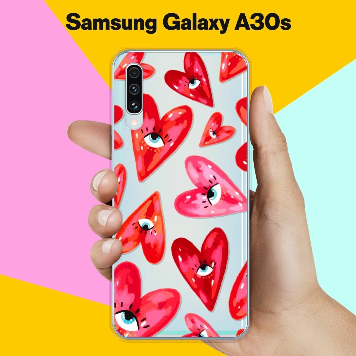 Силиконовый чехол на Samsung Galaxy A30s Сердца / для Самсунг Галакси А30с