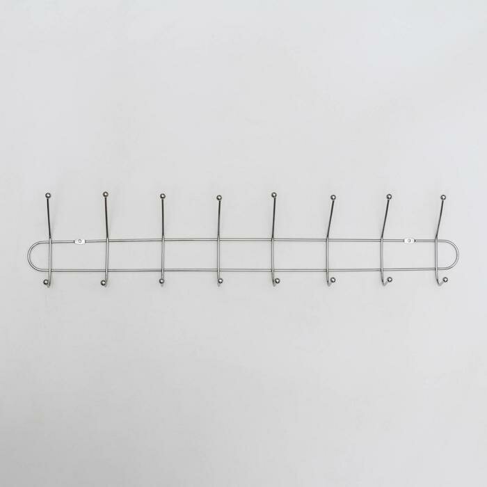 Вешалка настенная на 8 двойных крючков «Блеск», 67×11×7 см, цвет серебряный - фотография № 6