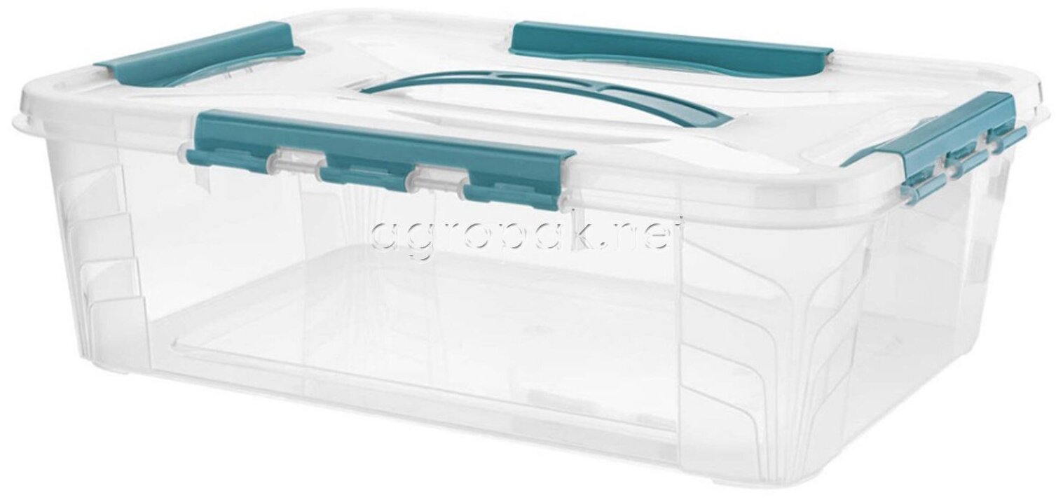 Ящик универсальный 433200302 "GRAND BOX" 39х29х12,4 см с замками и ручкой (голубой)