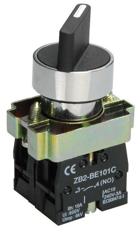 фото IEK Переключатель LAY5-BD33 на 3 полож. черн. I-O-II станд. ручка IEK BSW60-BD-3-K02