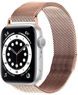 Cavolo | Металлический ремешок для Apple Watch 3 / 4 / 5 / 6 / 7 SE Миланская петля 42/44/45 mm / (Браслет для Эппл Вотч 42/44/45 мм), Розовое золото