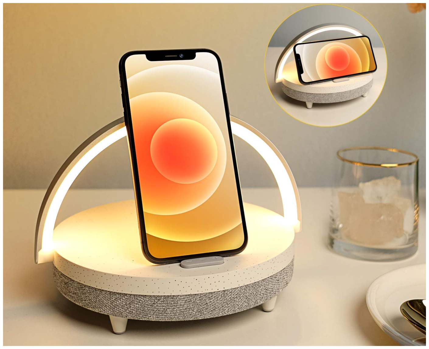 Колонка с функцией беспроводной зарядки Xiaomi Ezvalo Wireless Charging Music Desk Lamp Marble (LYYD01) - фото №3