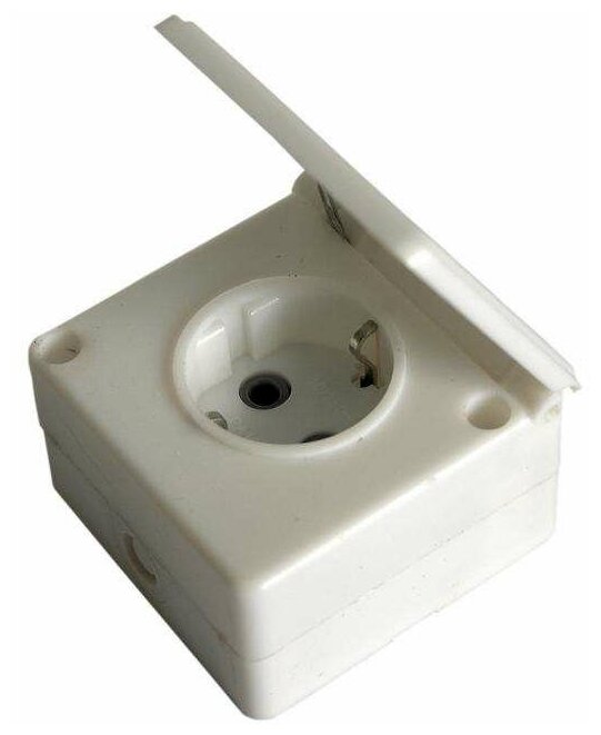 фото Розетка 1-м ОП 16А IP44 с заземл. бел. Белтиз РА 16-005