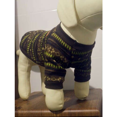 Свитер одежда теплая для собак кошек Орнамент коричневый размер М