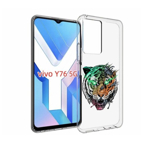Чехол MyPads робо-тигр для Vivo Y76 5G задняя-панель-накладка-бампер