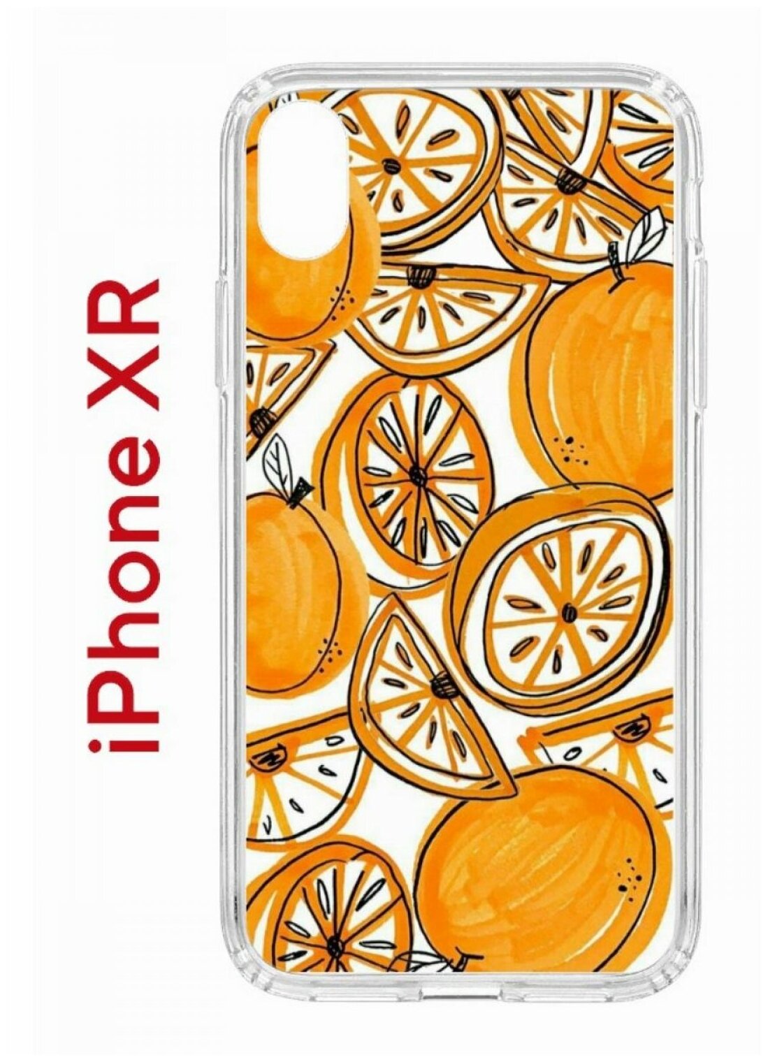Чехол для iPhone XR Kruche Print Апельсины,противоударный силиконовый бампер с рисунком,пластиковая накладка с защитой камеры