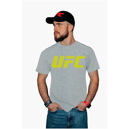 футболка ufc размер l серый желтый Футболка UFC, размер L, серый, желтый