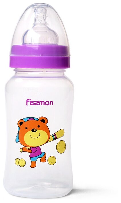 Бутылочка Fissman для кормления 300 мл, цвет фиолетовый (пластик) (6892)
