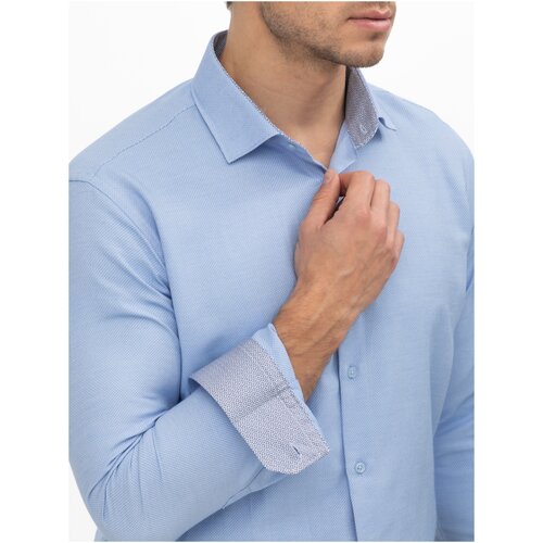 Рубашка мужская длинный рукав CaesarLeo SUPER SLIM FIT голубая (M)