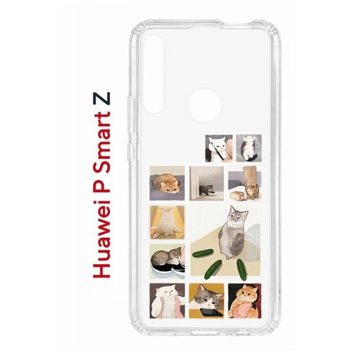 Чехол для Huawei P Smart Z Kruche Print Коты-Мемы, противоударный силиконовый бампер с рисунком, пластиковая накладка с защитой камеры