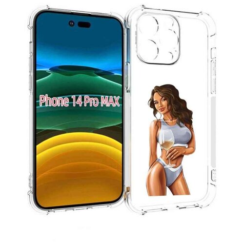Чехол MyPads девушка-в-сером-купальнике- женский для iPhone 14 Pro Max задняя-панель-накладка-бампер чехол mypads девушка в граффити женский для iphone 14 pro max задняя панель накладка бампер