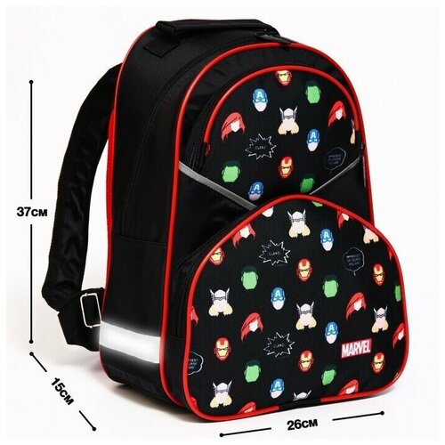 Рюкзак школьный с эргономической спинкой, 37*26*17 см, черный