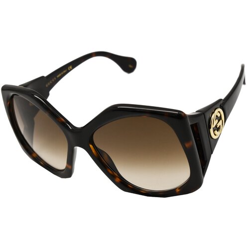 Солнцезащитные очки GUCCI, бабочка, с защитой от УФ, градиентные, для женщин, черепаховый
