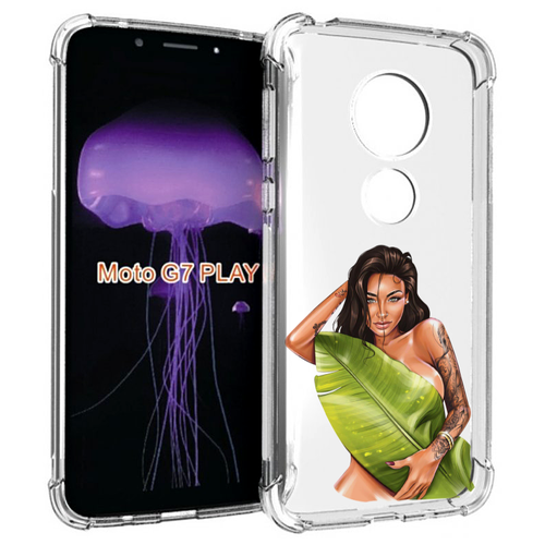 Чехол MyPads девушка-модель-с-большим-листом женский для Motorola Moto G7 Play задняя-панель-накладка-бампер