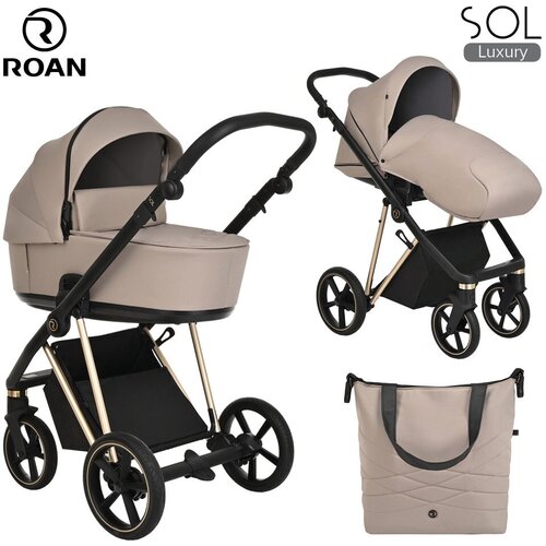 Коляска Roan Sol 2в1 Luxury Sesame/Gold/ручка черный