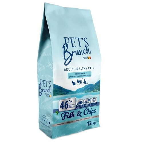 Сухой корм PET'S BRUNCH ADULT HEALTHY CATS для взрослых кошек и котов, с рыбой 12кг