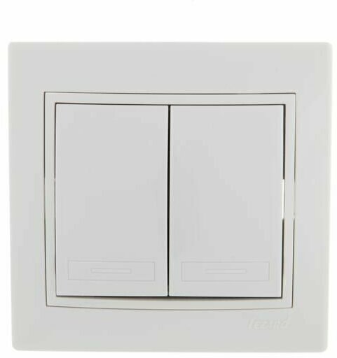 Выключатель 2-кл. СП Mira 10А IP20 с бел. вставкой бел. LEZARD 701-0202-101