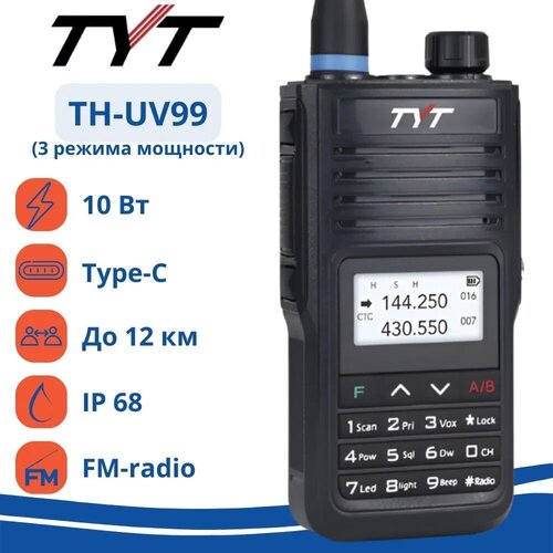 Портативная двухдиапазонная радиостанция TYT TH-UV99 10W IP68 550000₽