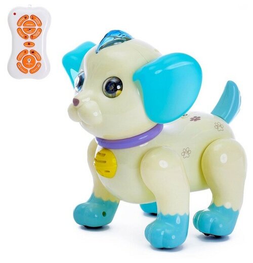 Робот-собака, «Умный питомец», радиоуправляемый, русский звуковой чип, цвет бело-голубой