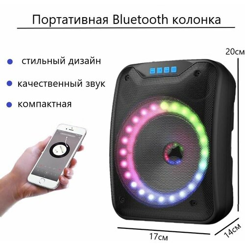 Портативная блютуз колонка Shinco беспроводная переносная большой мощности c поддержкой Bluetooth и подсветкой с радио AUX 120000₽