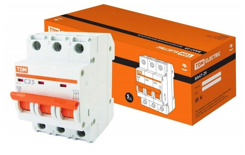 Автоматический выключатель TDM Electric ВА47-29 3P C25 А 4.5 кА SQ0206-0111 - фотография № 14