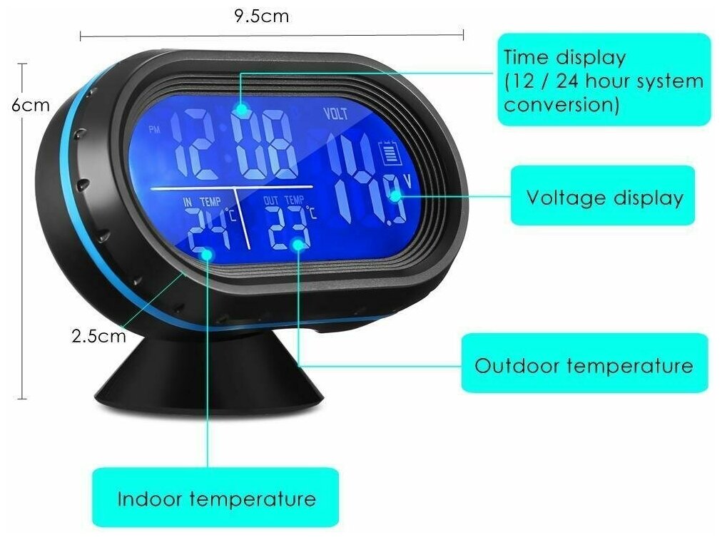 Автомобильные часы/термометр VST-7009V - фотография № 8