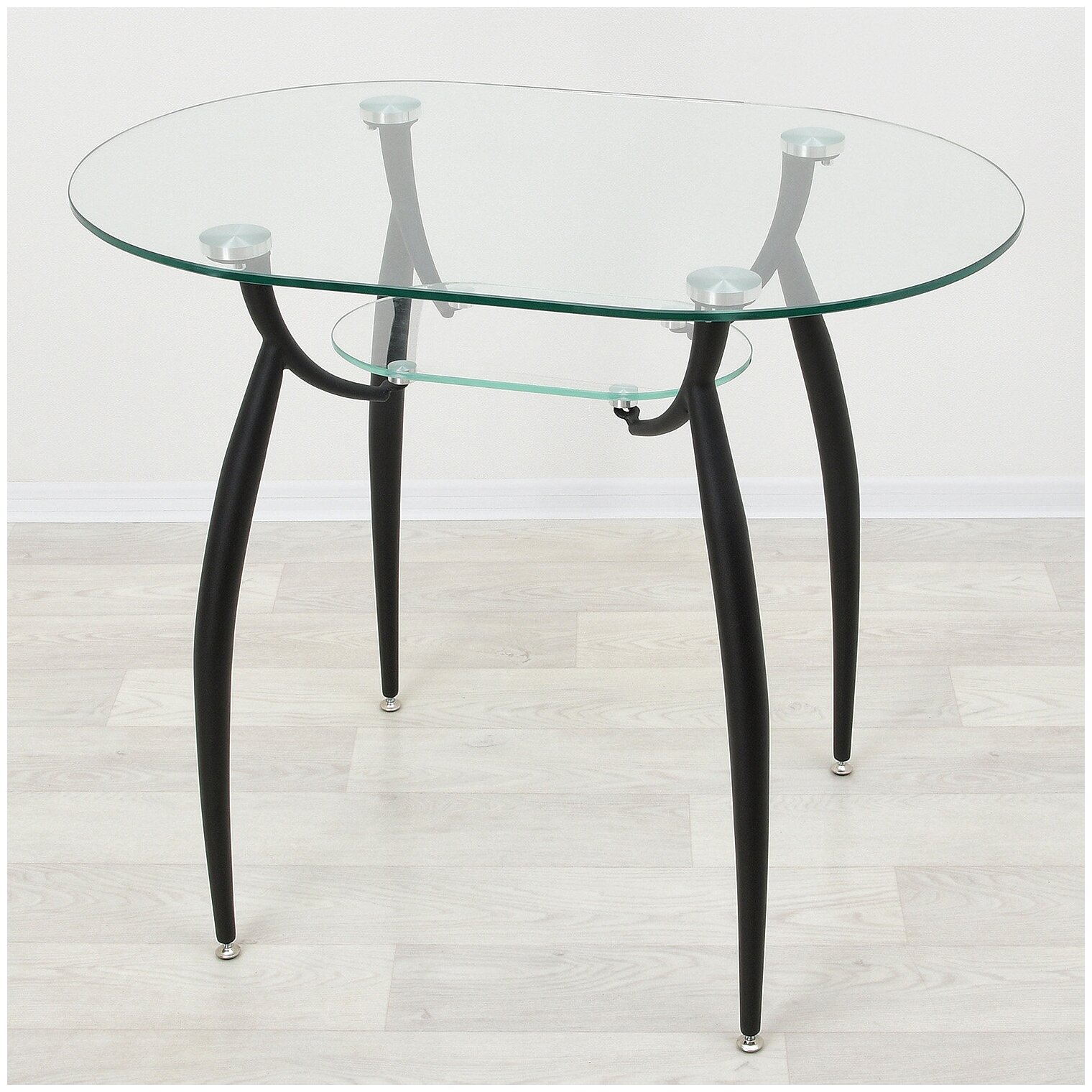 Стеклянный стол овальный Вокал-23 прозрачный/черный (900х600)