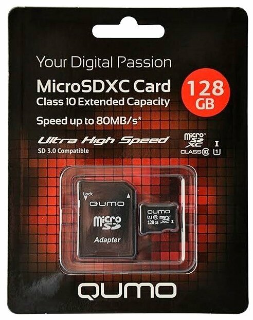 Карта памяти Qumo MicroSDXC 128Gb Class10 UHS-I U1