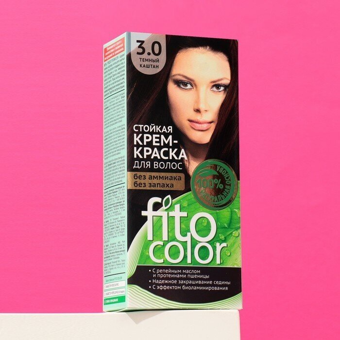 Стойкая крем-краска для волос Fito Косметик серии "Fitocolor", тон 3.0 темный каштан 115мл - фотография № 9