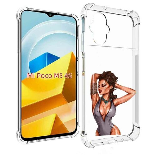 Чехол MyPads Роскошная-девушка женский для Xiaomi Poco M5 задняя-панель-накладка-бампер