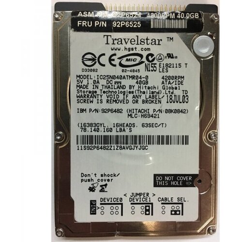 Жесткий диск Hitachi 08K0842 40Gb 4200 IDE 25 HDD 1908500₽