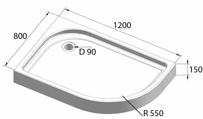 Душевой поддон 120x80 BelBagno Tray TRAY-BB-RH-120/80-550-15-W-R