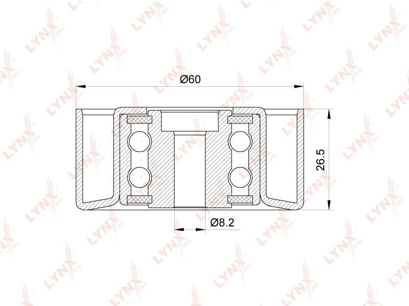 LYNXauto Ролик направляющий/натяжной приводной CITROEN Berlingo(MF) 1.9D 98-05/ C2 1.1-1.6 03>/ C3 I 1.1-1.6 02>/ Jumpy 1.9D 99-06, FIAT Scudo 1.9D 98-06, PEUGEOT 1007 1.4-1.6 05>/ 206 1.9D 98>/ 307