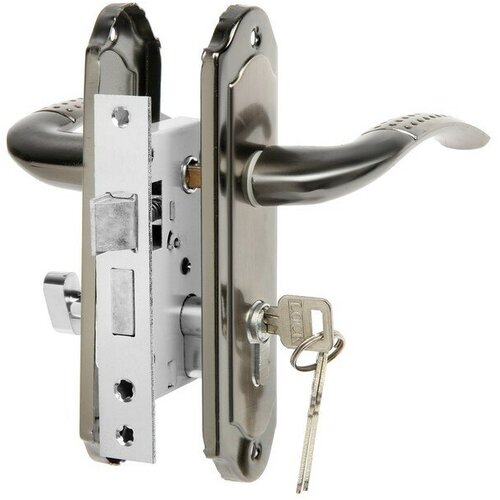 Замок врезной LOCKLAND RD001, с ручкой, 3 ключа, цвет черный никель