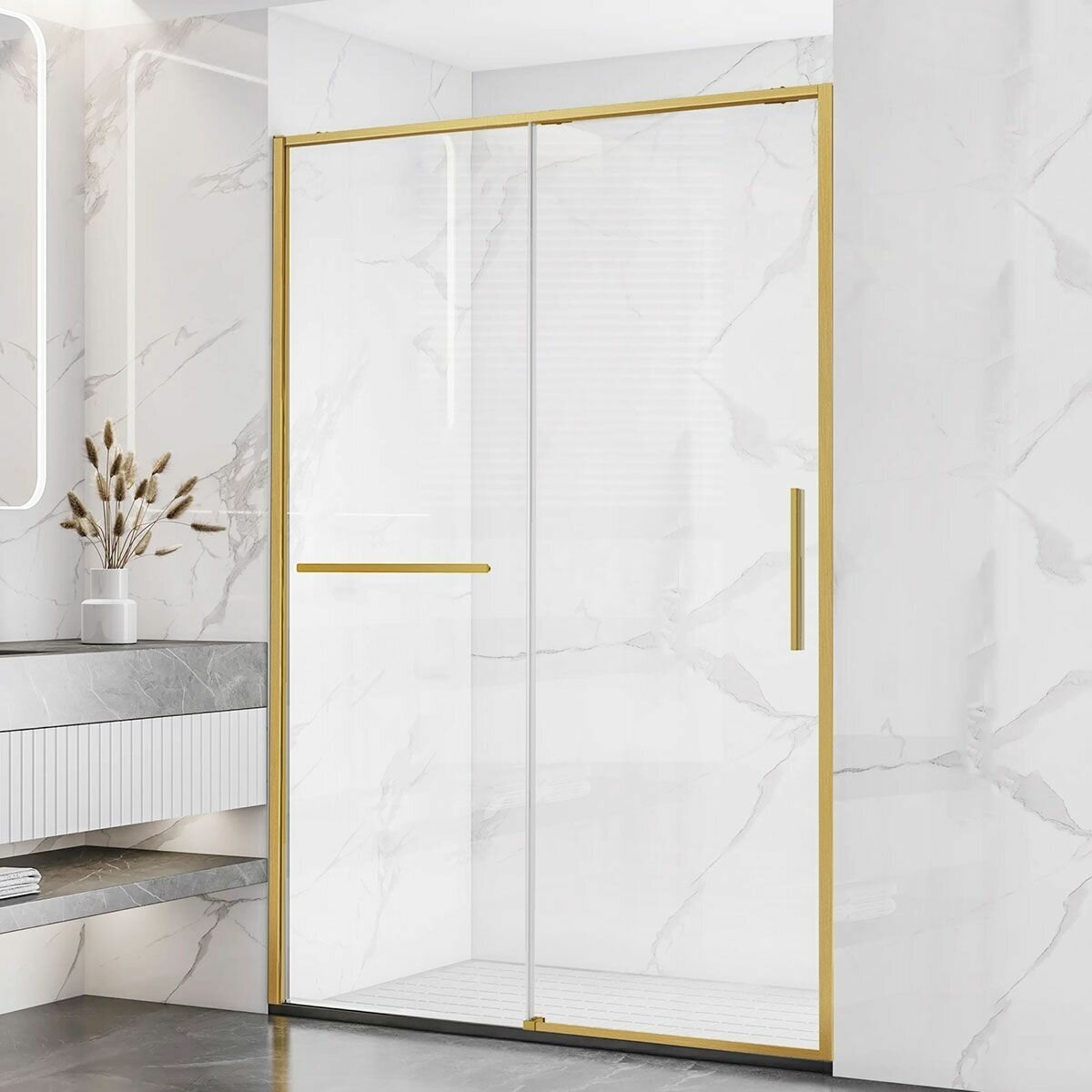 Душевая дверь Vincea Slim Soft VDS-1SS120CLG 1200 брашированное золото стекло прозрачное
