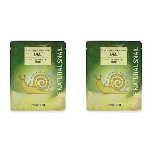 The Saem Маска тканевая Pure Natural Mask Sheet Snail 20мл,2 шт маска тканевая улиточная сияние the saem pure natural mask sheet snail brightening 20мл