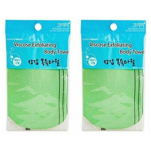 мочалка для душа sung bo cleamy viscose exfoliating body towel из вискозы жесткая 3 шт 13 5 х 15 см Sung Bo Cleamy, Мочалка для душа Viscose Back Bath Towel, 90х28 см, 2 шт