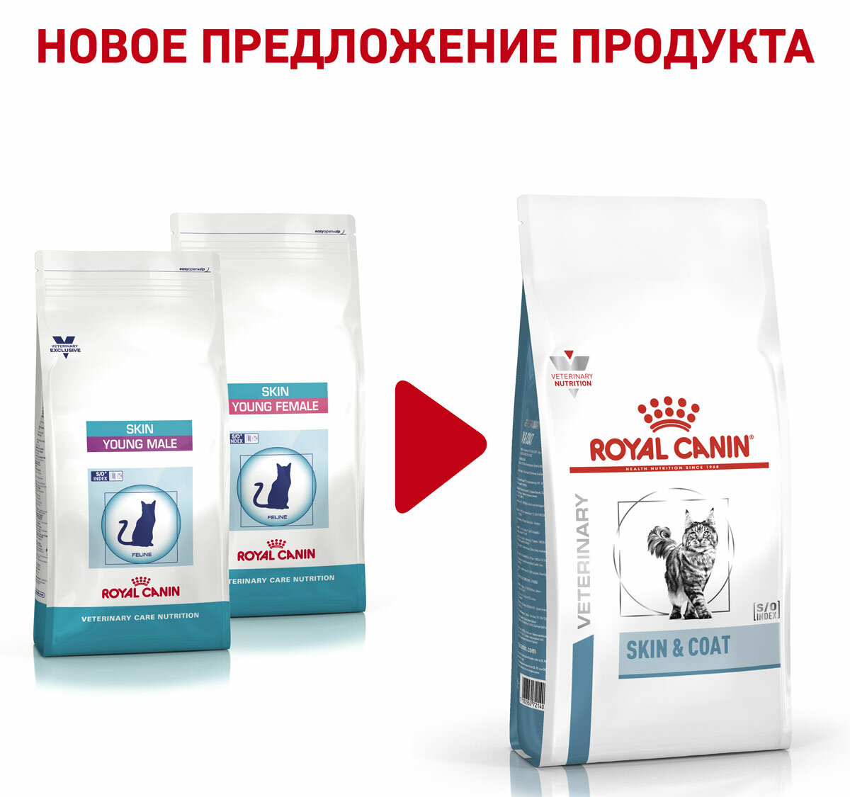 ROYAL CANIN SKIN & COAT для кастрированных котов и стерилизованных кошек с чувствительной кожей и шерстью (0,4 + 0,4 кг) - фотография № 2