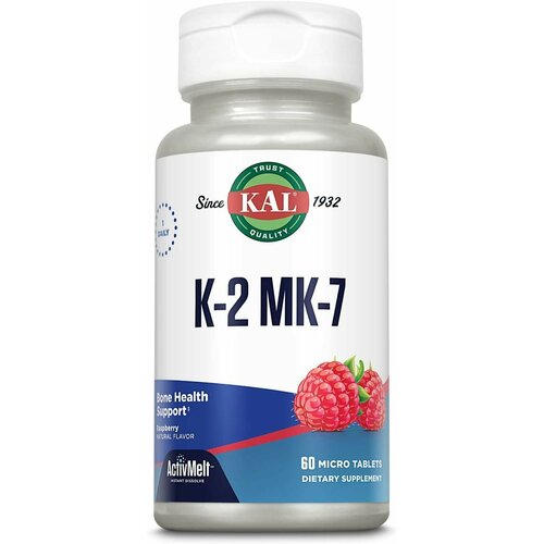 Витамин K2 MK7 KAL ActivMelt 100 мкг 60 таблеток / Менахинон-7 для костей, сердца, сосудов, крови / Для взрослых, мужчин и женщин