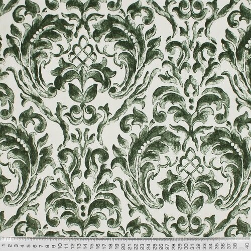 Ткань мебельная велюр с зелено-белым орнаментом 150х100 см